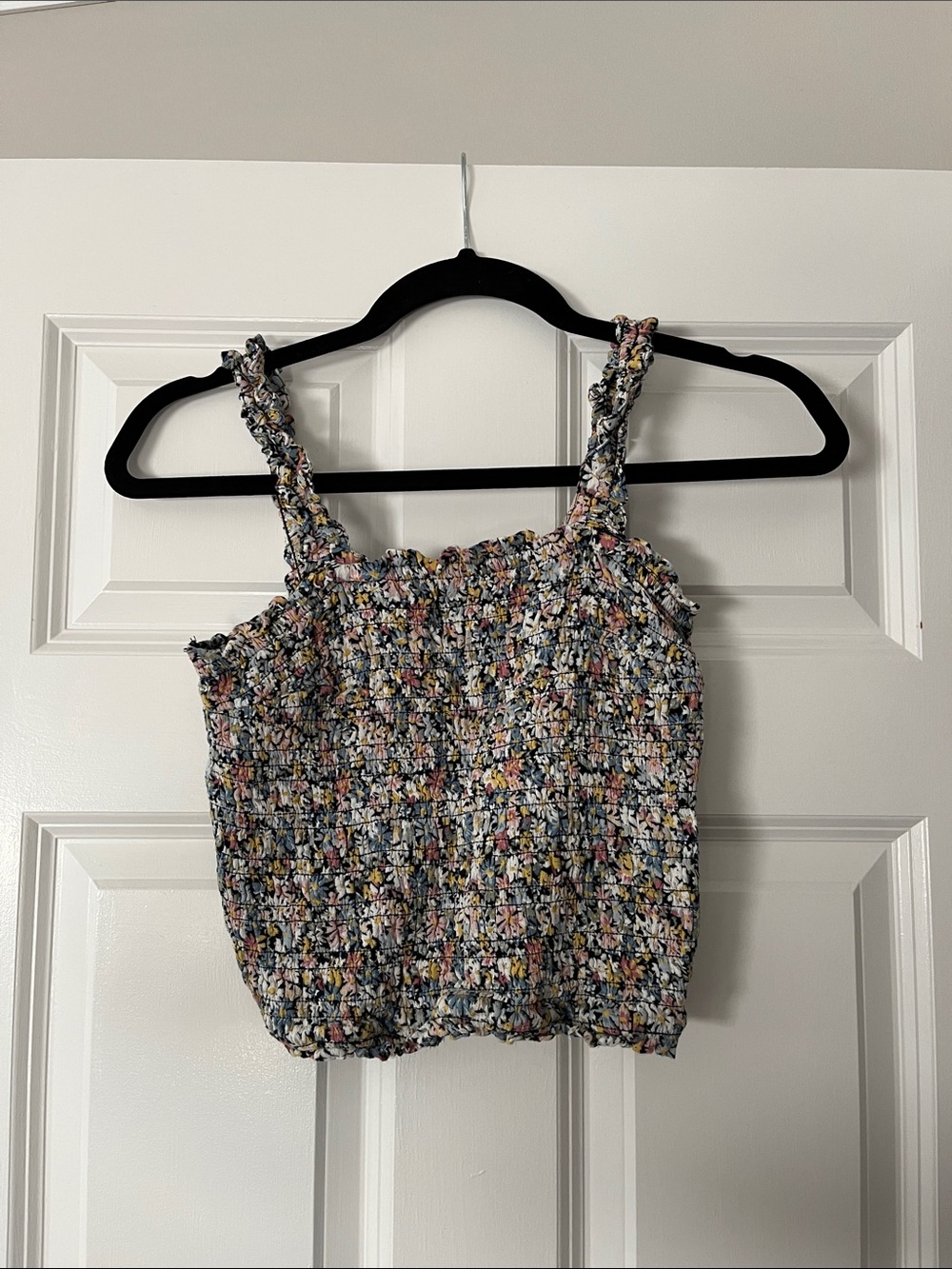 Abercrombie & Fitch Floral Smocked Crop Tank - Blue, Pink, Yellow